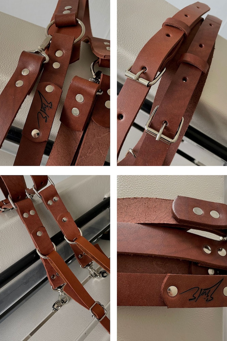 May include: Brown leather camera strap with silver hardware and the word "Story" embossed on the strap.