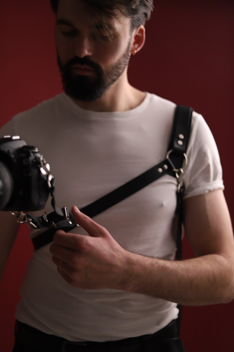 Shoulder Camera Strap, Vegan Leather Single Camera Harness, Double Camera Harness, Faux Leather Multicamera Strap, Shoulder Strap for Camera image 1