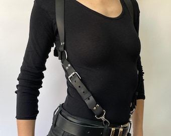 Leather Suspenders Women, Female Chest Harness, Personalized Gift for Her Birthday