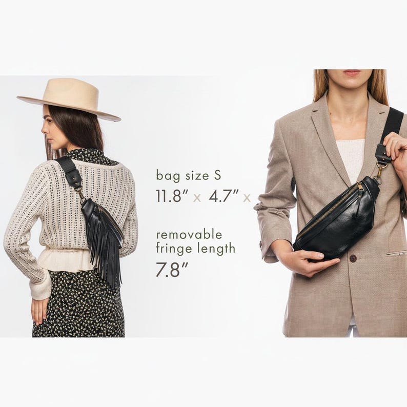 Brown Leather Fringe Fanny Pack for Women, Western Festival Belt Bag, Boho Crossbody Bag image 3