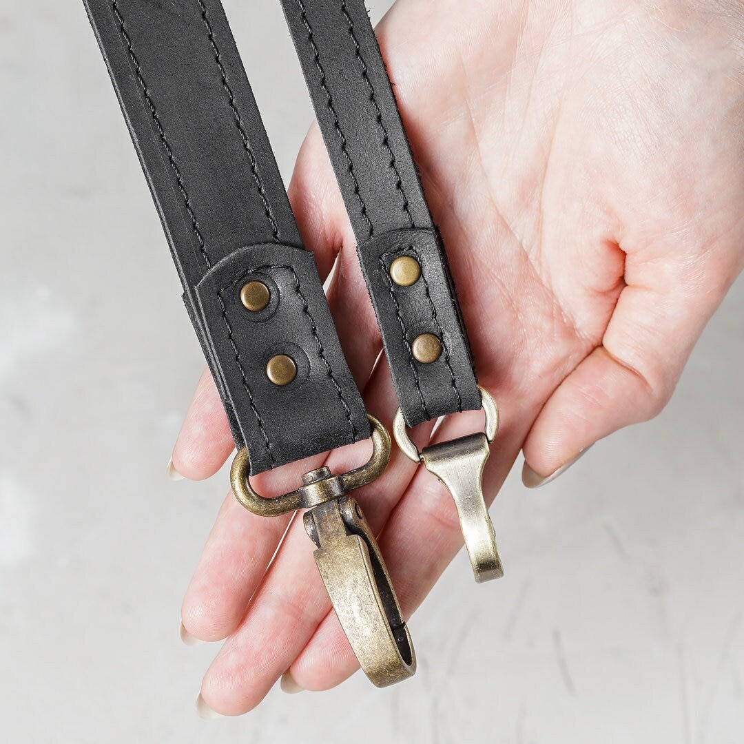 Black Leather Crossbody Strap Replacement Purse Strap Etsy