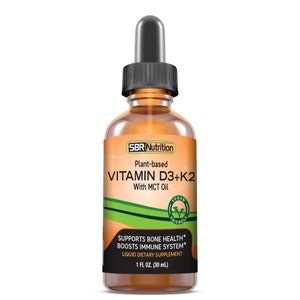 MAX Absorption Vitamin D3 + K2 (MK-7) Liquid Drops with MCT Oil for Vegans