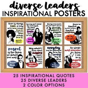 25 Inspirational Quote Posters | Diverse and Influential Leaders | Classroom Decorations | Posters |