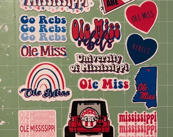 14 Ole Miss university of Mississippi vinyl Die Cut Stickers