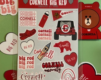 Cornell 14 Vinyl Sticker Sheet | Cornell University Big Red Bears Sticker pack