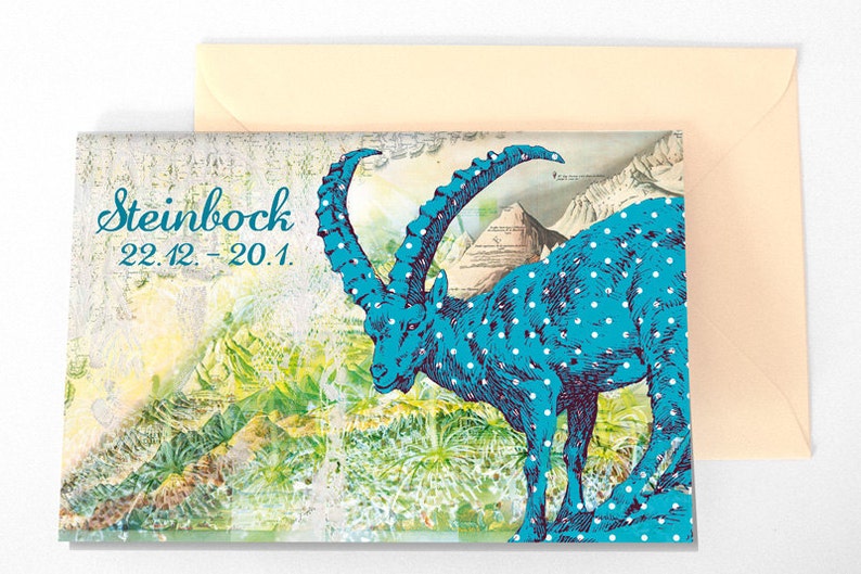 Geburtstagskarte Sternzeichen Steinbock 301 Etsy