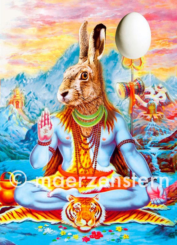 Postcard Easter Bunny At Yoga Exercise 28 Etsy