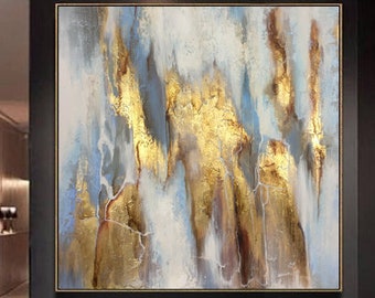 painting gold unikat art Texture Painting original painting Gold leaf 6x6 wall decor acryl contemporary art handmade painting