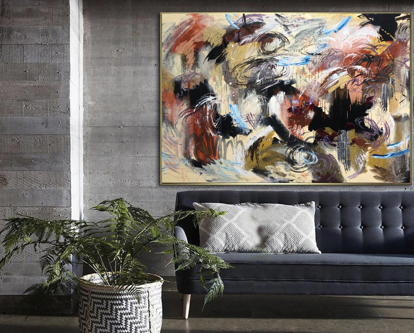 Oversized Wall Art Abstract Original Artwork Colorful Etsy