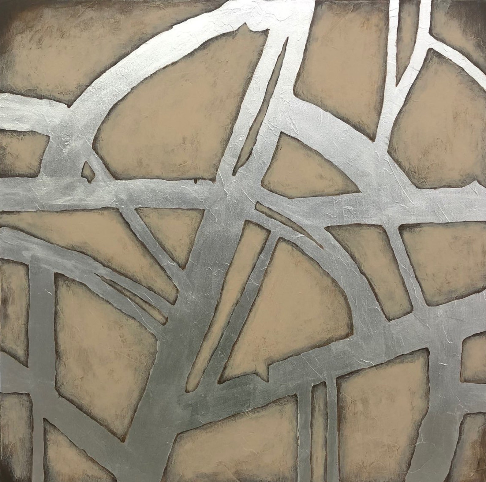 Original Canvas Silver Painting Silver Wall Art Painting Etsy