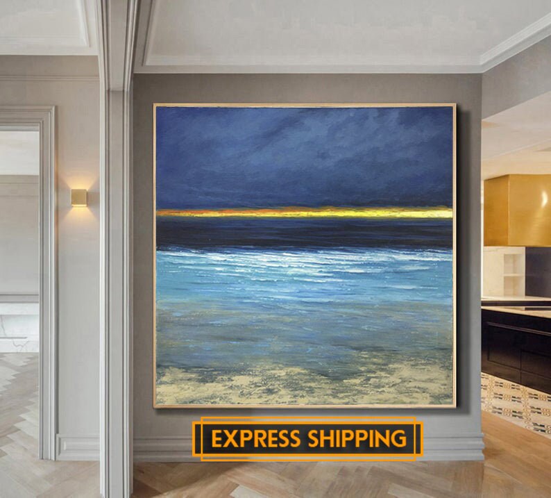 Large Original Paintings On Canvas Ocean Painting Sunset Etsy