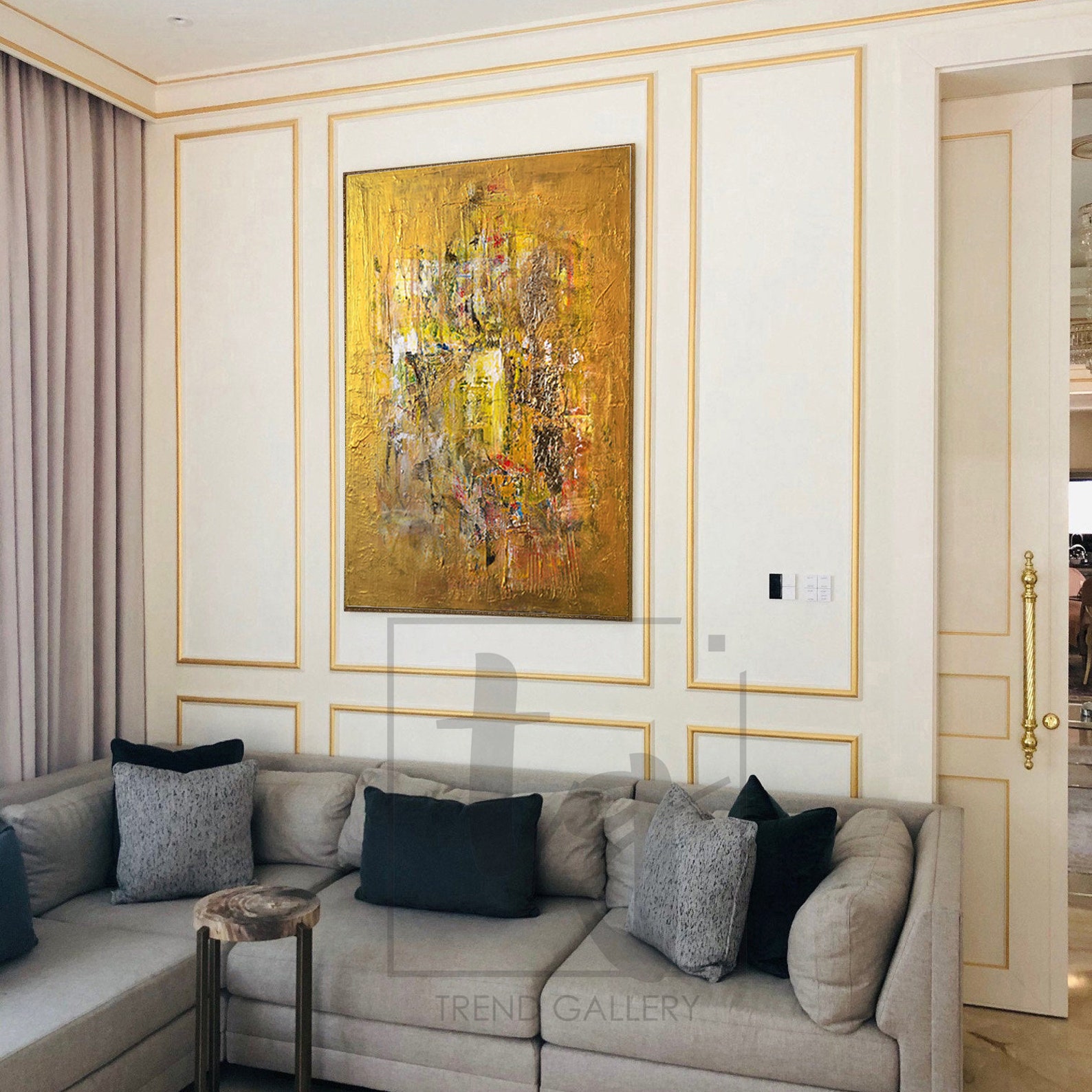 Oversized Canvas Wall Art Gold abstract painting on canvas Etsy