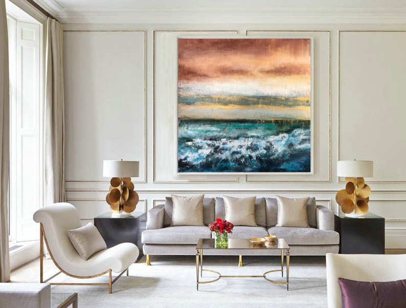 Large Ocean Painting Original Sea Painting Abstract Waves Etsy