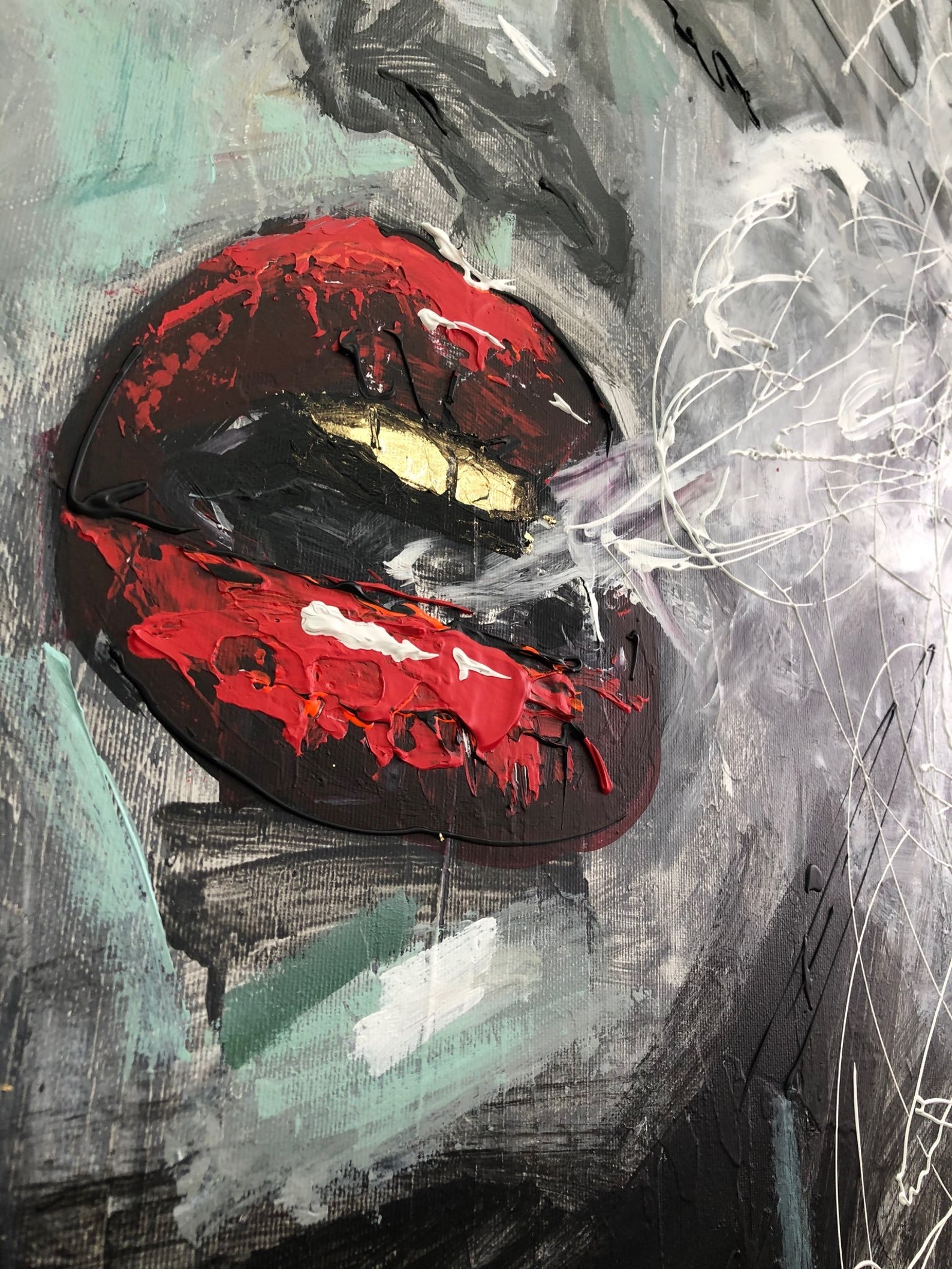 Large Original Abstract Oil Painting Smoking Woman Wall Art On Etsy