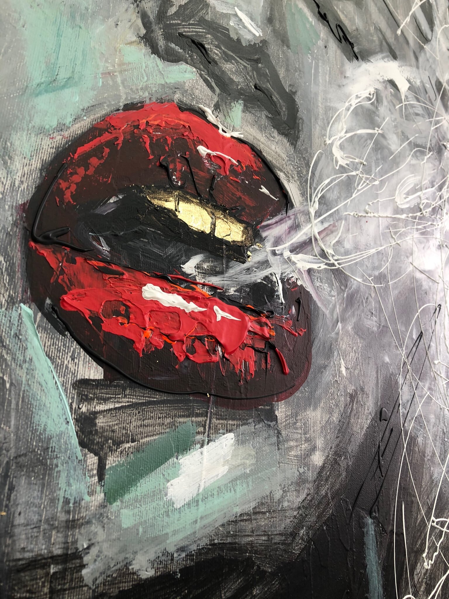 Large Original Abstract Oil Painting Smoking Woman Wall Art On Etsy