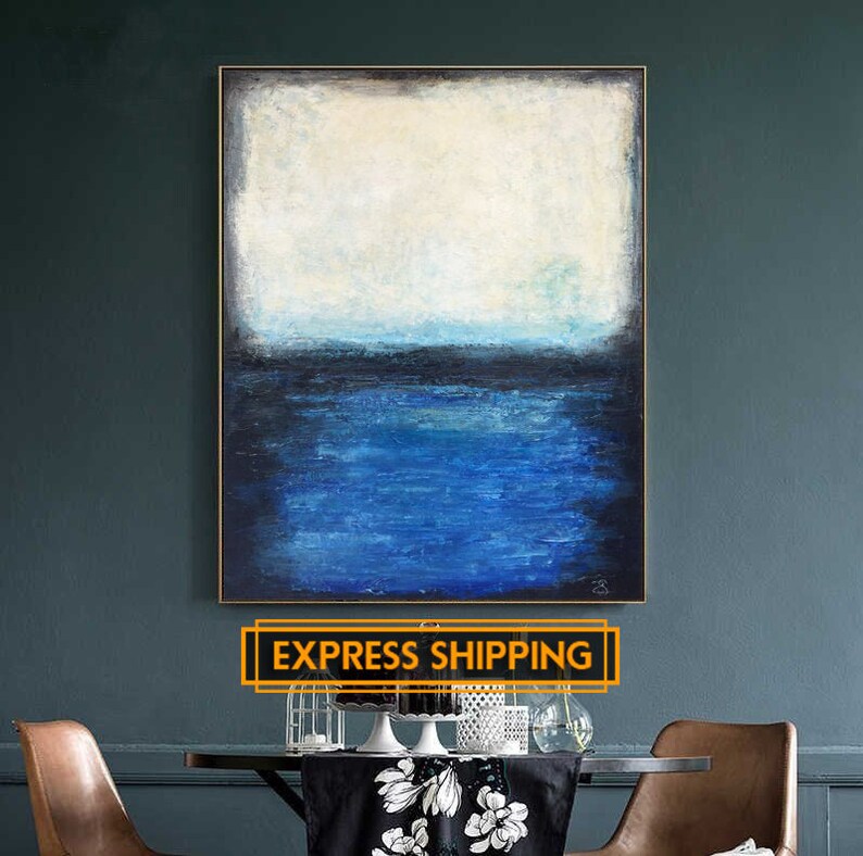 Large Abstract Paintings On Canvas Ocean Painting Calming Etsy