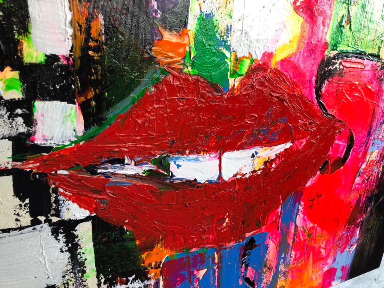 Abstract Bright Colors Painting On Canvas Large Wall Art Etsy