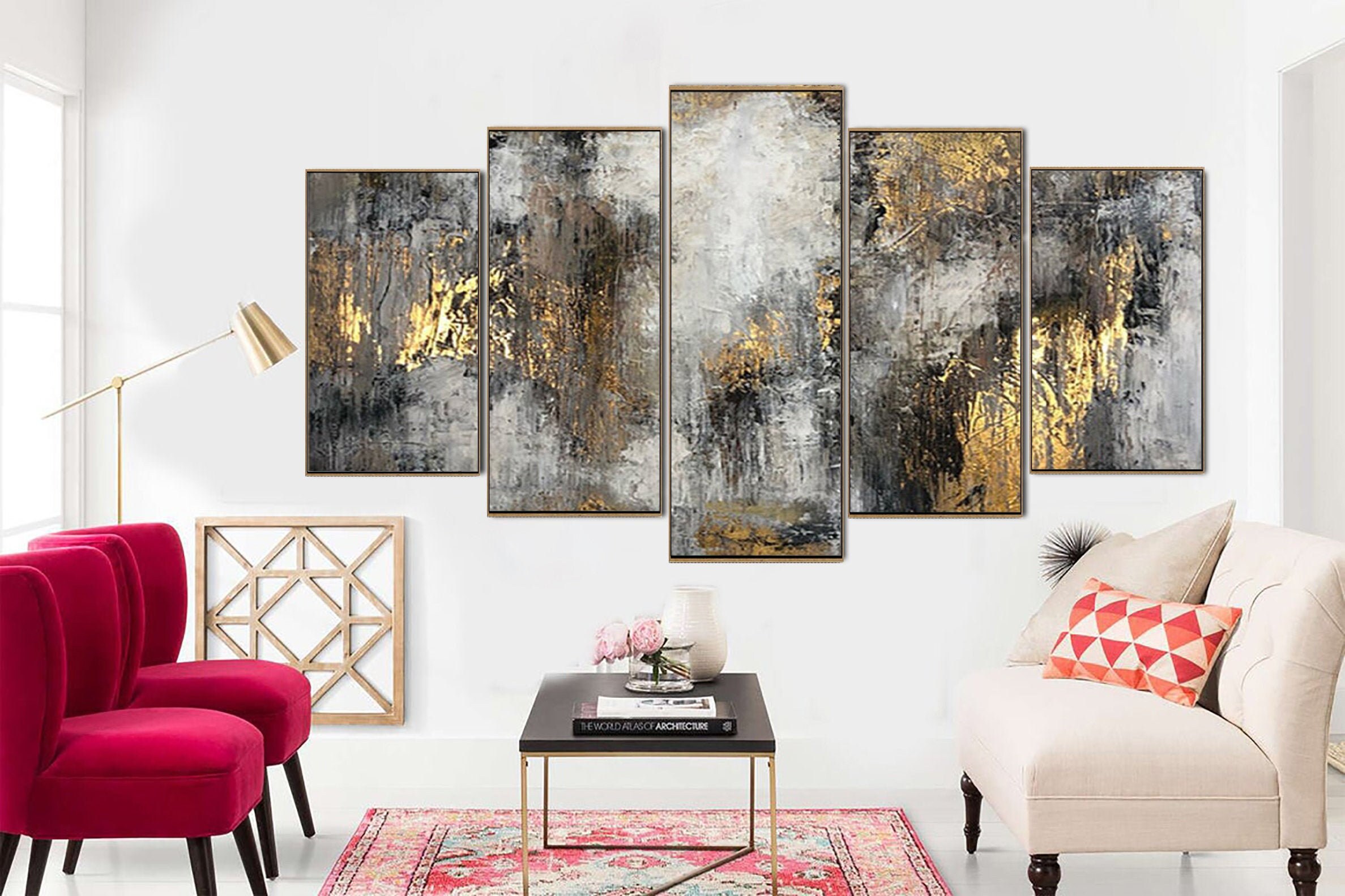 Extra Large Abstract Luxury Artwork Set Of 5 Painting On Etsy