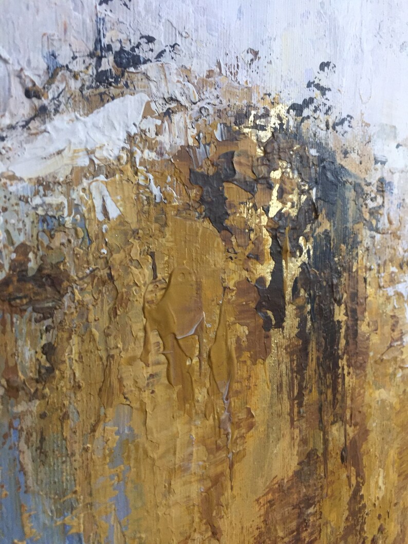 Extra Large Abstract Painting Gray Painting Gold Leaf Painting Etsy