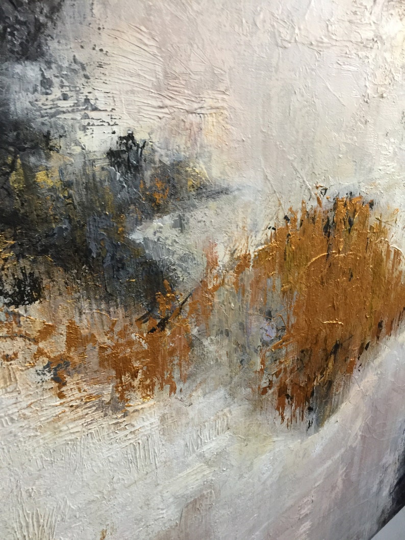 Large Painting on Canvas Original Gold Painting White Abstract Etsy