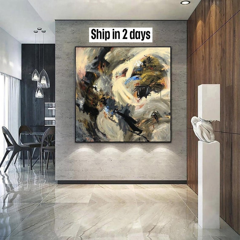 60x60 Oversized Abstract Painting Colorful Wall Art Etsy