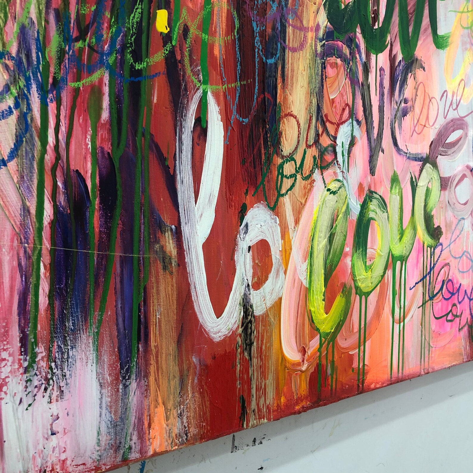 Large Abstract Love Painting on Canvas in Bright Colors Etsy