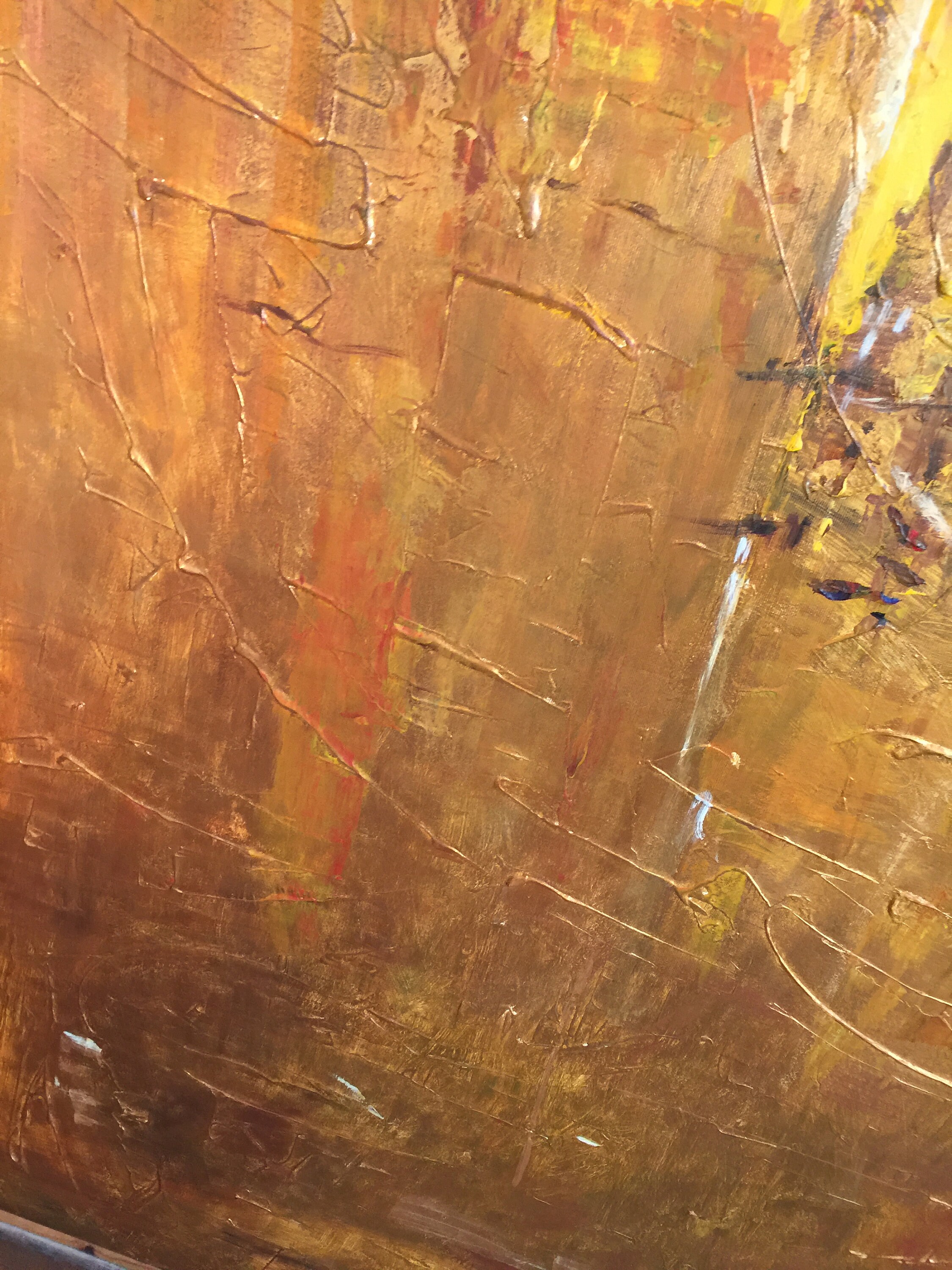 Large Abstract Painting with Frame Original Painting Yellow Etsy