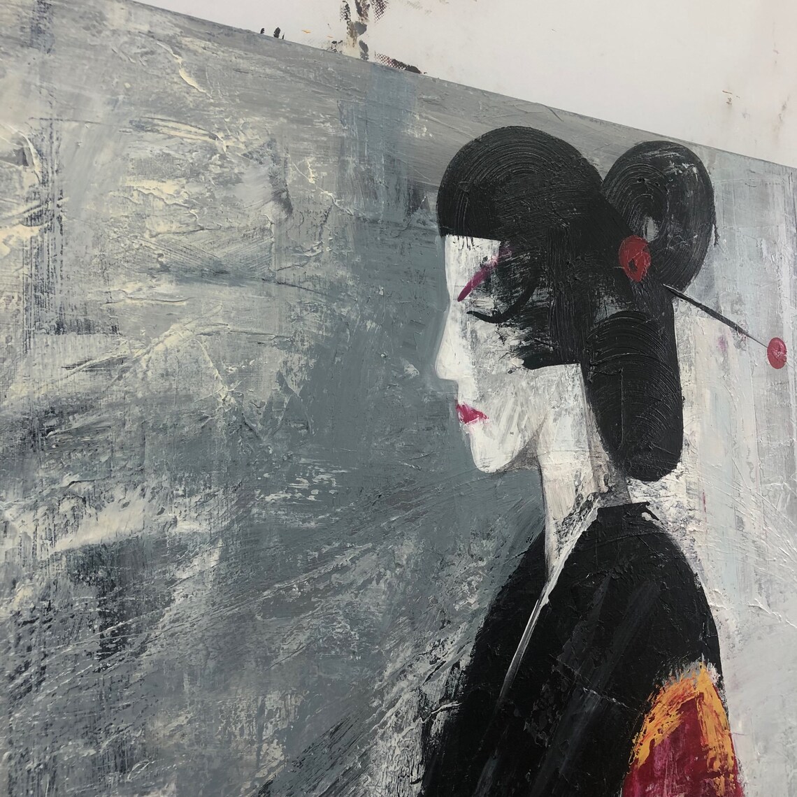Abstract Geisha Paintings On Canvas Japanese Art Figurative Etsy
