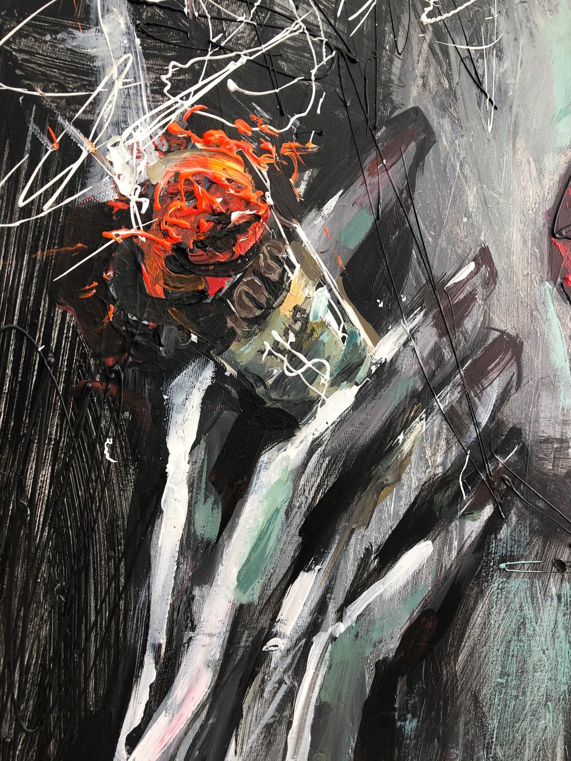 Large Original Abstract Oil Painting Smoking Woman Wall Art On Etsy