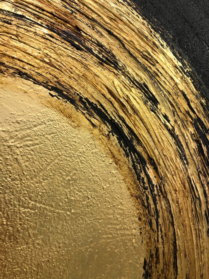Large Original Oil Painting Circle Painting Black Canvas Etsy