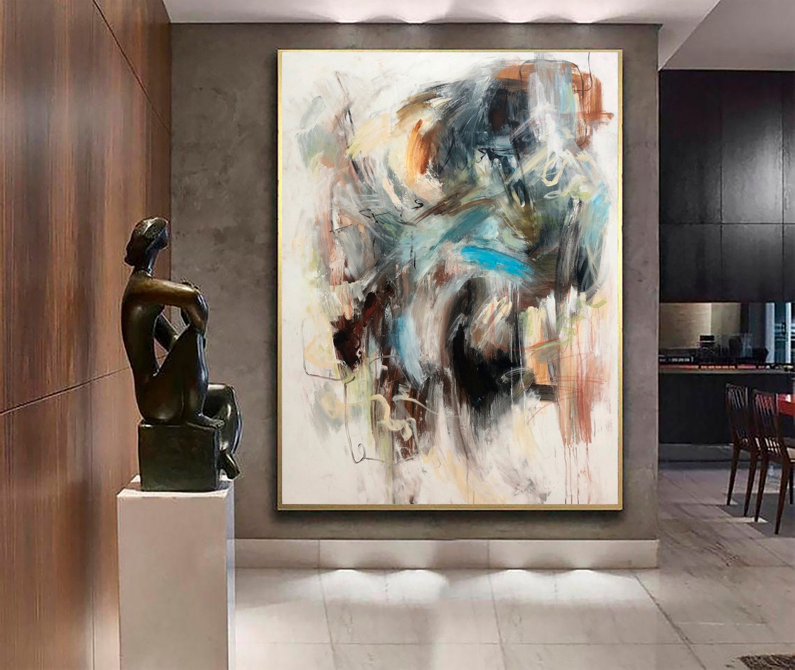 60x40 Abstract Oil Painting Canvas Colorful Wall Art | Etsy