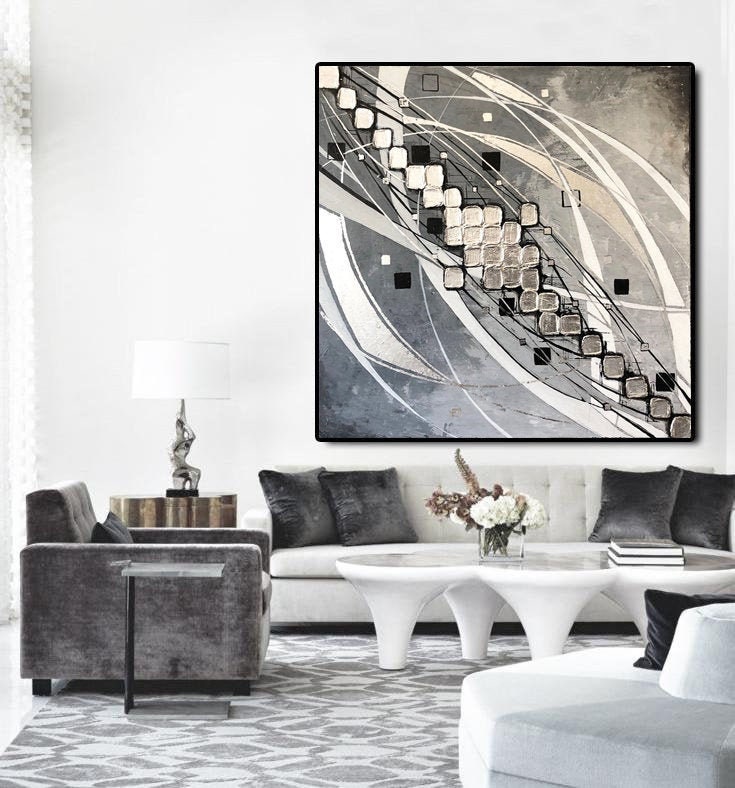 Extra Large Wall Art Abstract Silver, Extra Large Silver Coffee Table