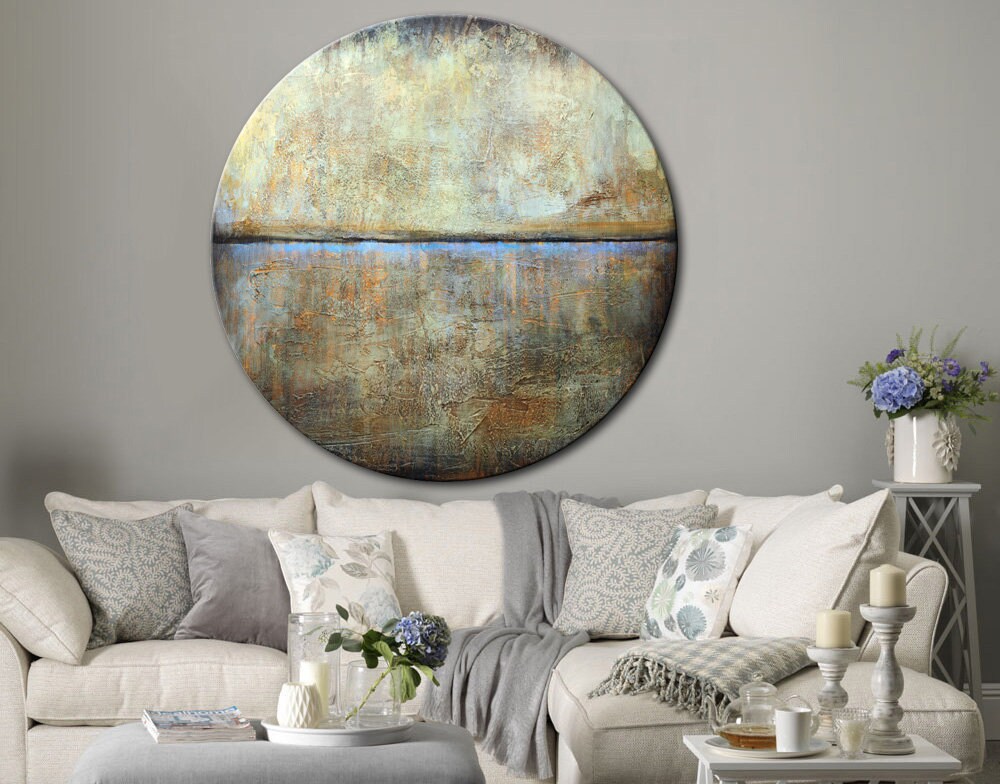 Large Round Painting Original Canvas Brown Painting Etsy