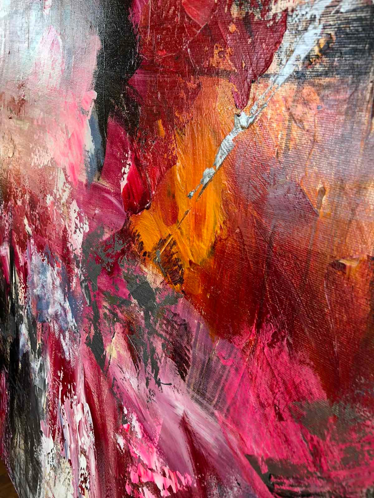 Large Canvas Painting Oversize Oil Painting Abstract Pink Etsy