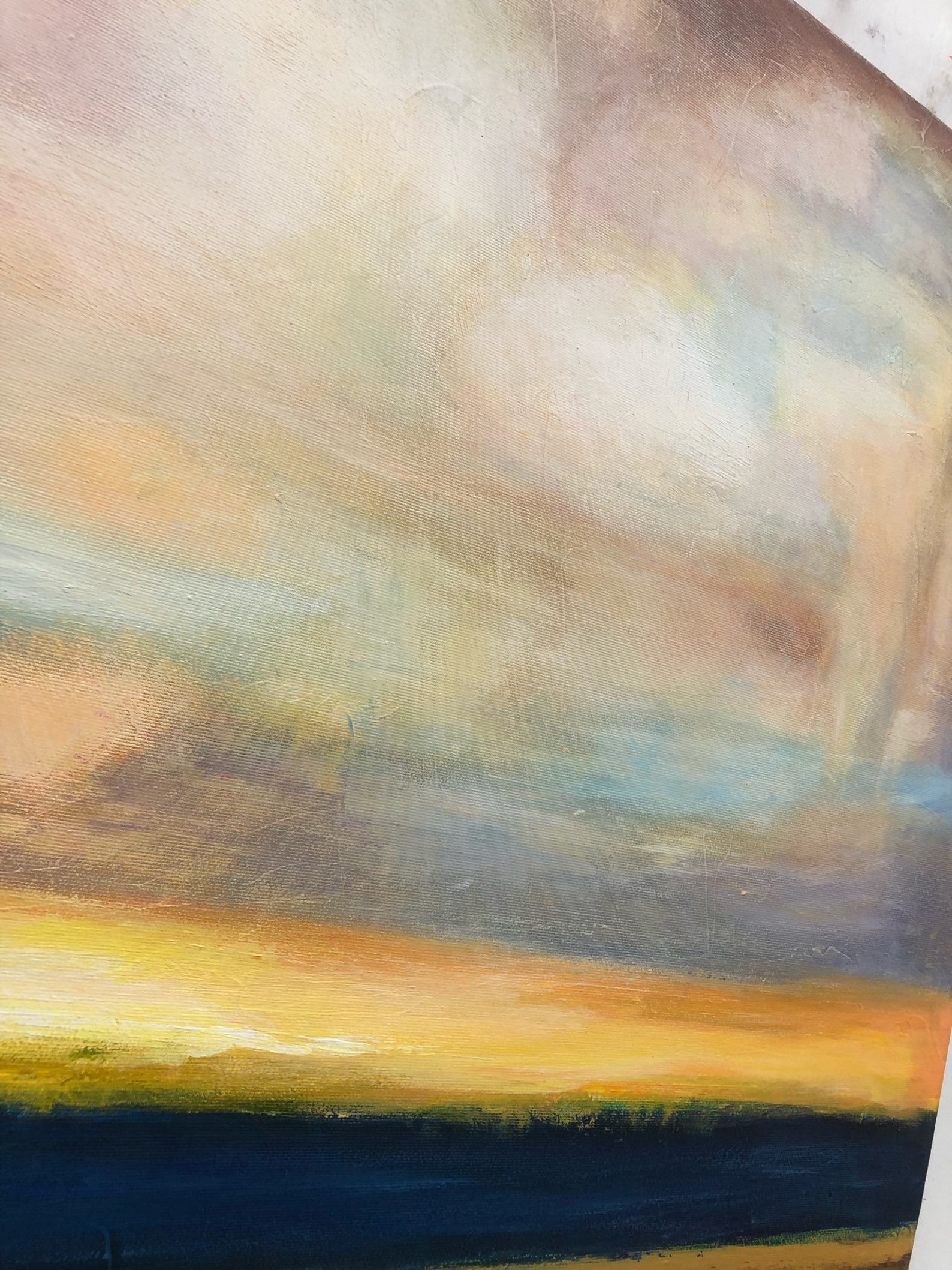 Large Ocean Painting Gold Horizon Painting Abstract Sunset Etsy