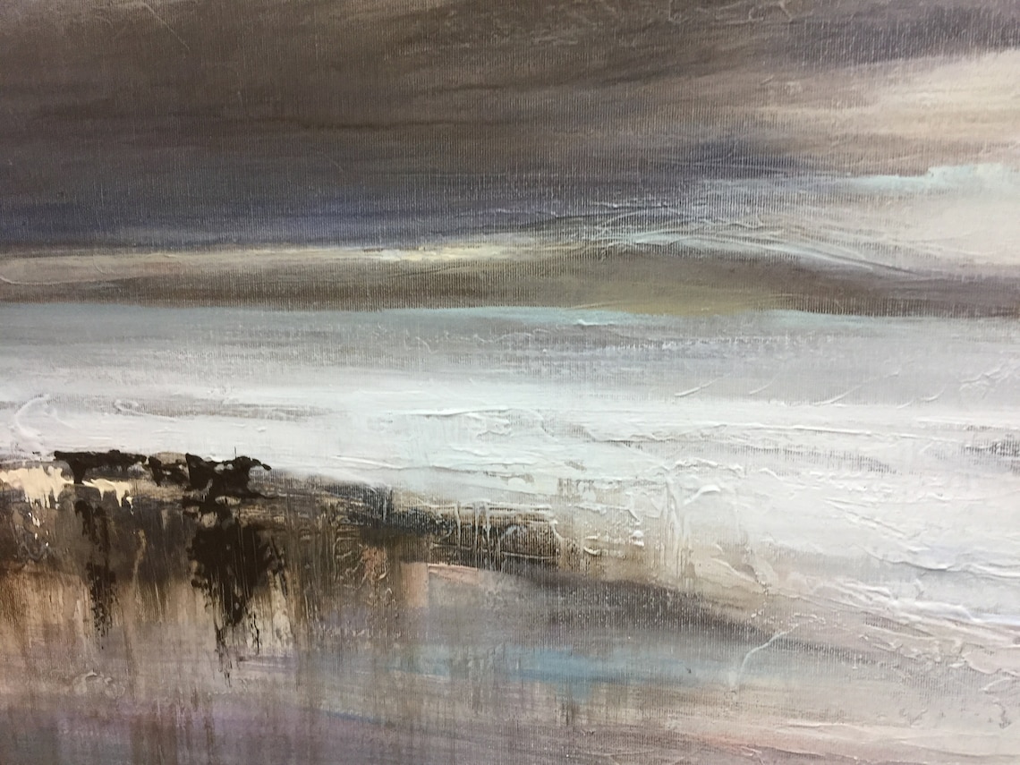 Large Oil Painting Original Canvas Gray Painting White Etsy