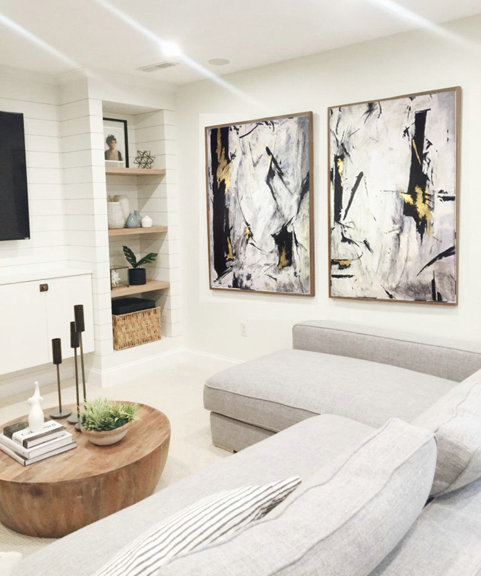 Oil Paint Canvas Set Abstract Art Set Of 2 Black White Etsy