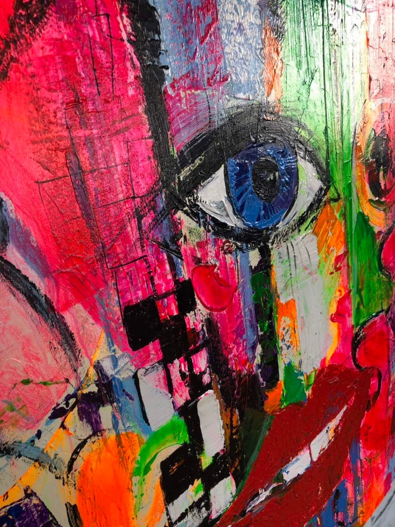 Abstract Bright Colors Painting on Canvas Large Wall Art Etsy