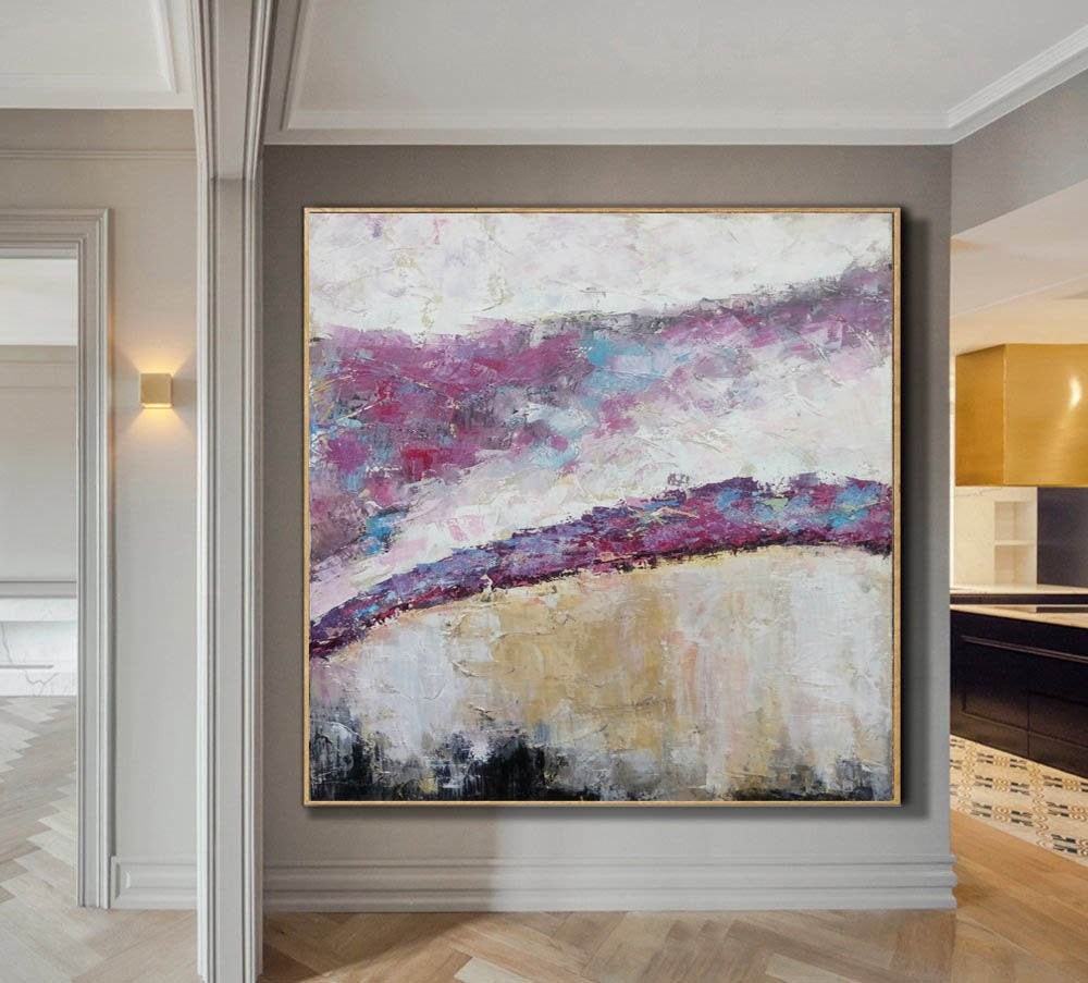 Large Purple Painting Abstract Wall Art Canvas Painting Living Etsy