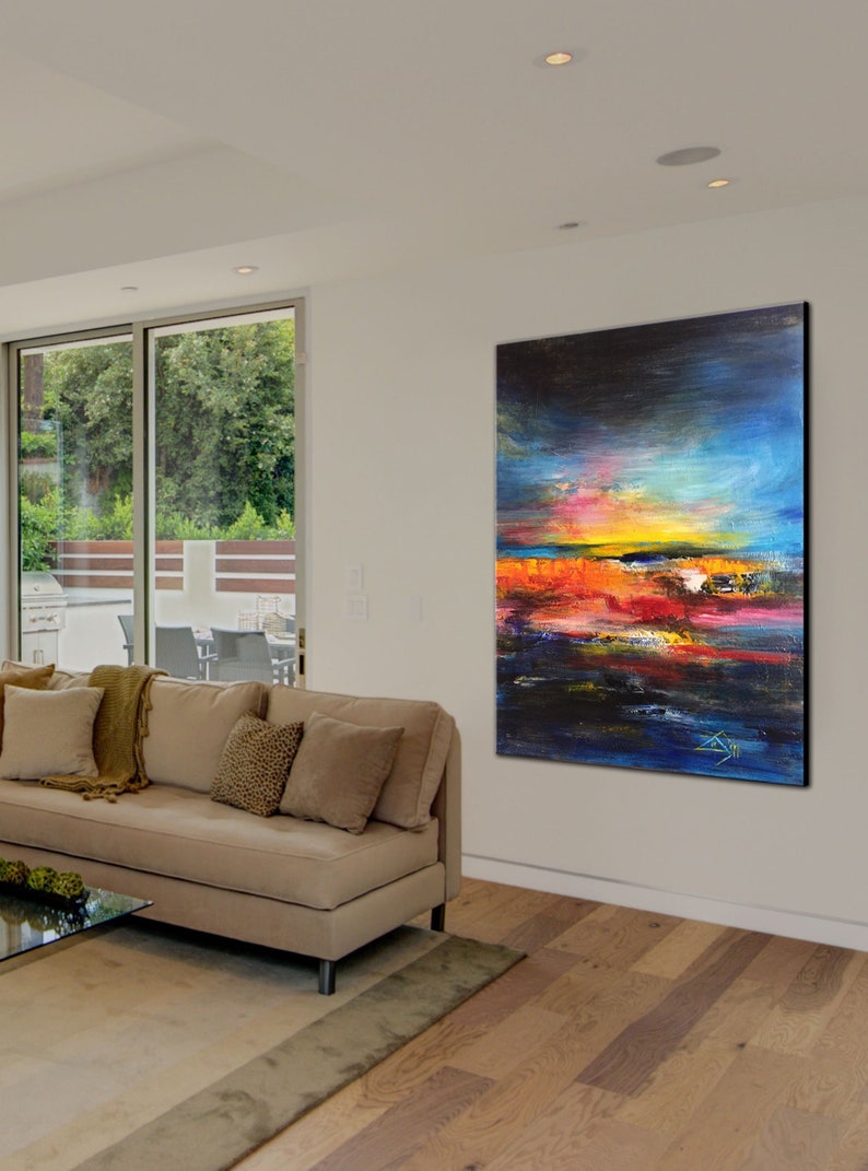 32x24 Original Oversized Abstract Painting Sunset Etsy