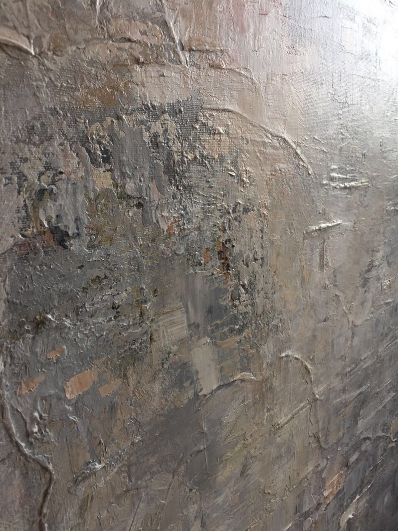 Oil Painting Abstract Large Gray Painting Silver Abstract Etsy