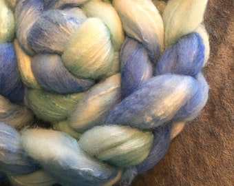 Just Chill 4 oz Dyed Shetland/Tussah Silk Combed Top