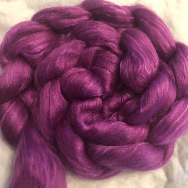 Twisted Blackberry Exclusive Blend 4 oz Merino/Mulberry Silk Combed Top