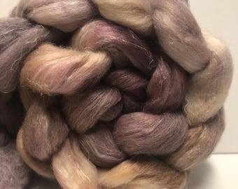 Whisper 4 oz Polwarth/Flax/Tussah Silk Combed Top