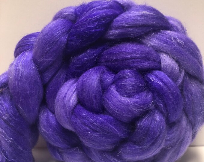 Electric Violet 4 oz Dyed Polwarth/Flax/Tussah Silk Combed Top