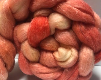 Nectarine 4 oz Polwarth/Flax/Tussah Silk Combed Top