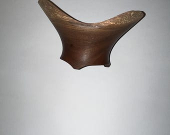 black walnut live edge decorative bowl with 3-point foot matte finish