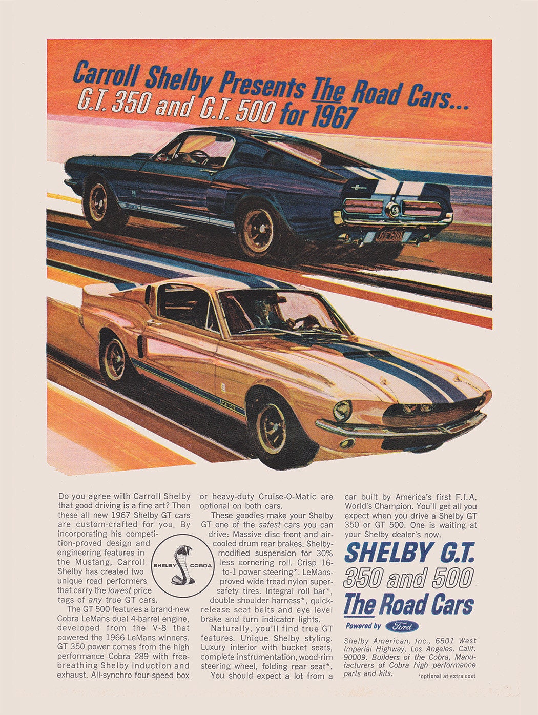 Shelby Mustang GT500 Print Ad Restored and Enlarged Reprint - Etsy