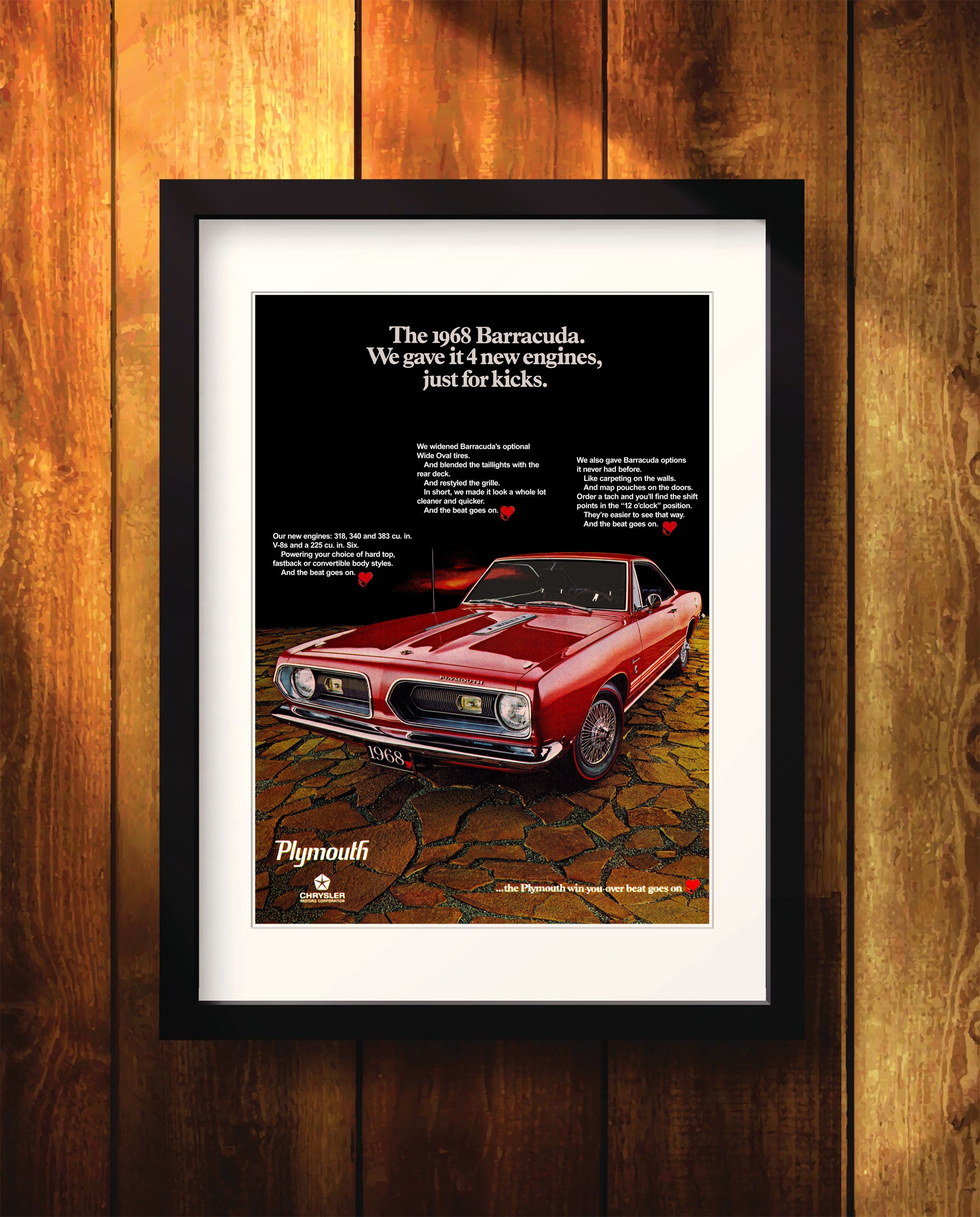 1968 Plymouth Barracuda Print Ad - Restored and Enlarged Reprint