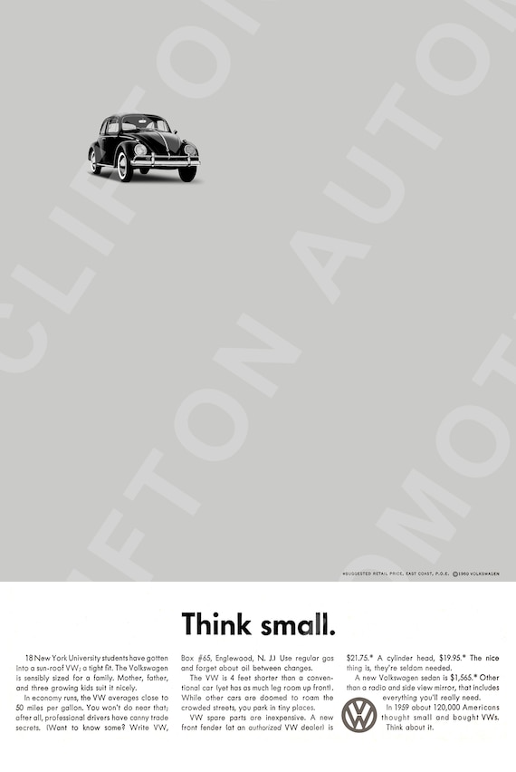 VW Think Small Advertisement - Restored and Remastered